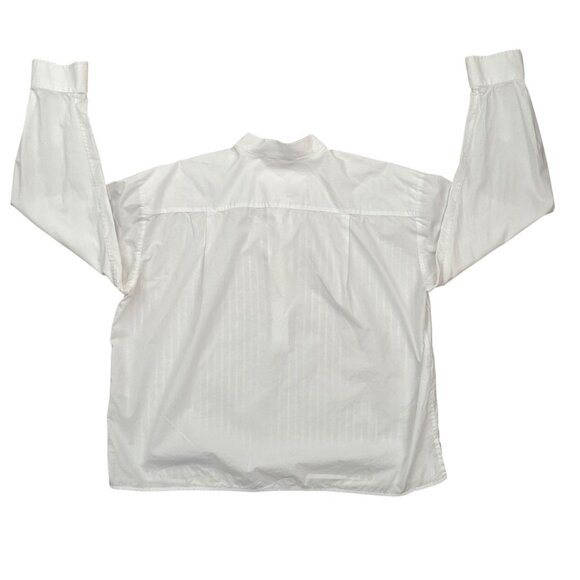 Tory Burch Oversized Pleated Cotton Blouse Size 0 Timeless Elegance Crisp White - Picture 7 of 11